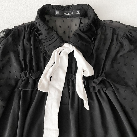 ZARA Swiss Dot Contrast Dress - Picture 3 of 11